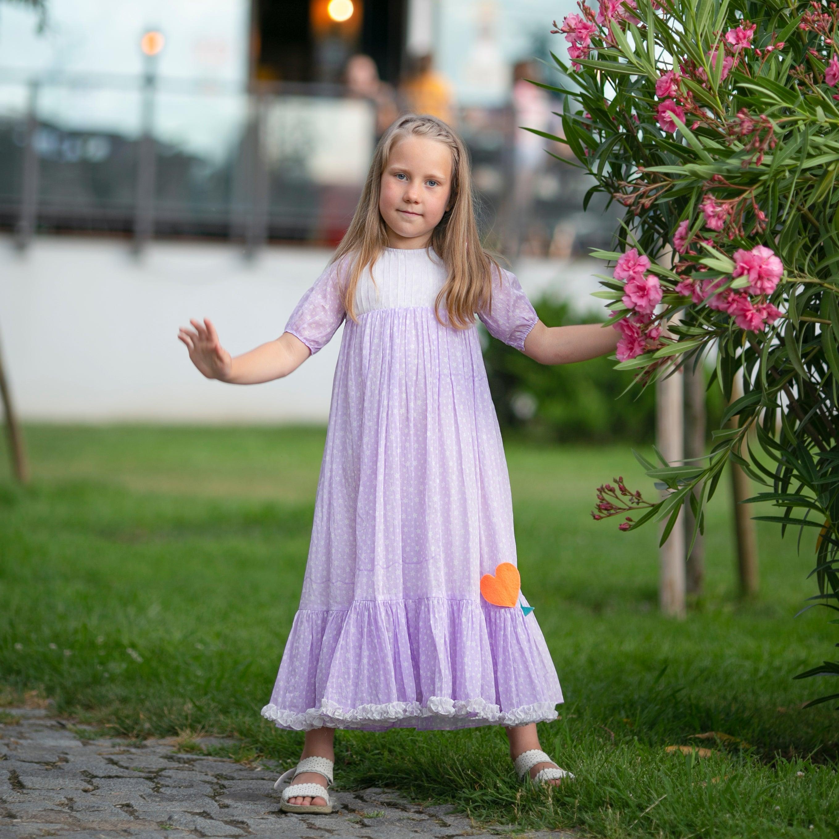 Day Dreamer- Lavender Dress with Stars for Girls - Totdot