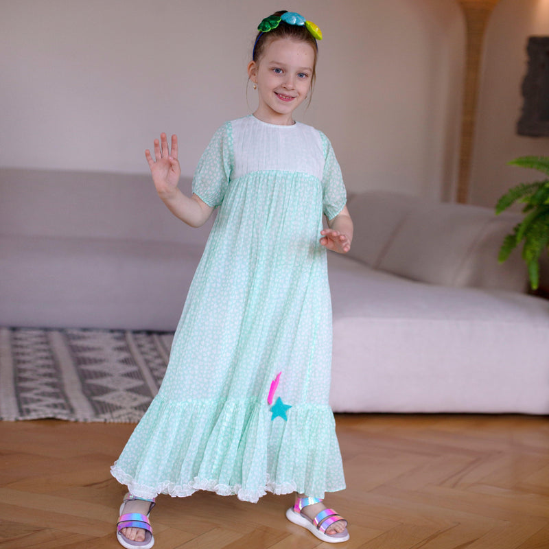 Day Dreamer- Mint Dress with Hearts for Girls - Totdot