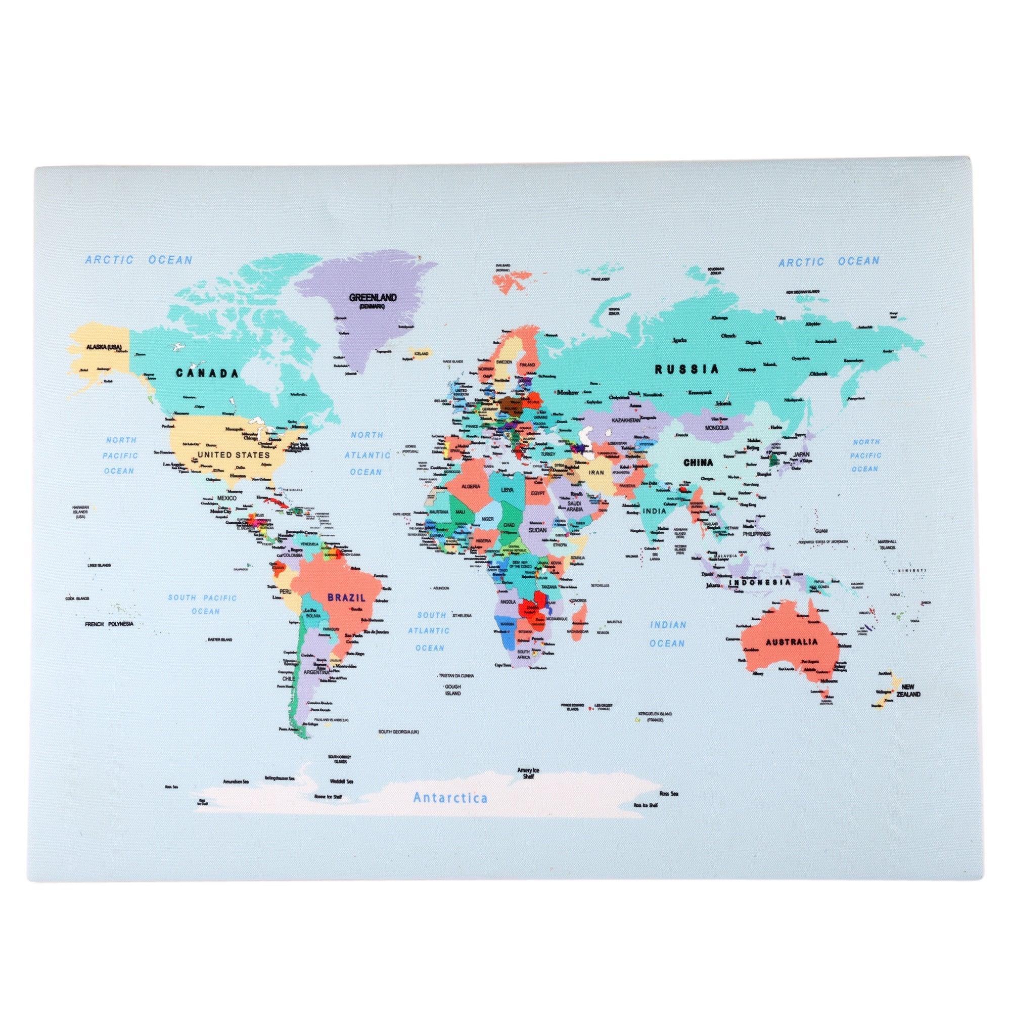 Digital Print World Map Design Pin Board For Wall Hanging - Totdot