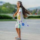 Dreamcatcher- White Dress with Multi-Coloured Flowers for Girls - Totdot
