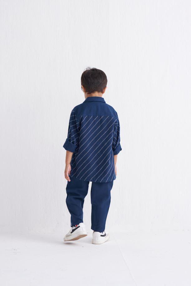 Embrroidered Shirt Co-Ord - Navy - Totdot