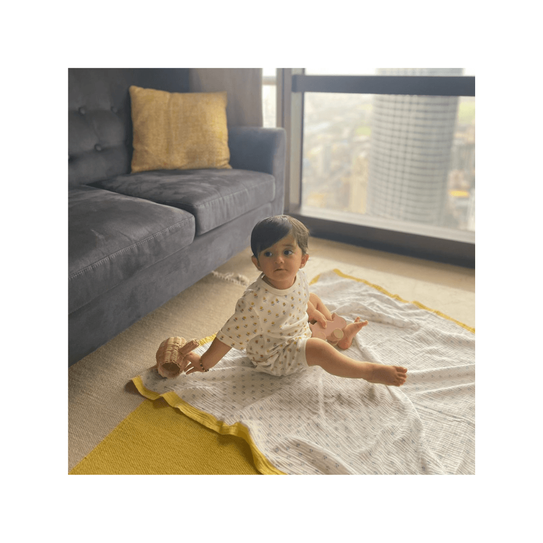 Flower From sanganer+Cotton Cheer Pink+Cotton Cheer Grey Organic Muslin Swaddle (Hand-Block Printed) (Set Of 3) - Totdot