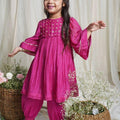 Fuschia Zinnia Kurta Set for Girls