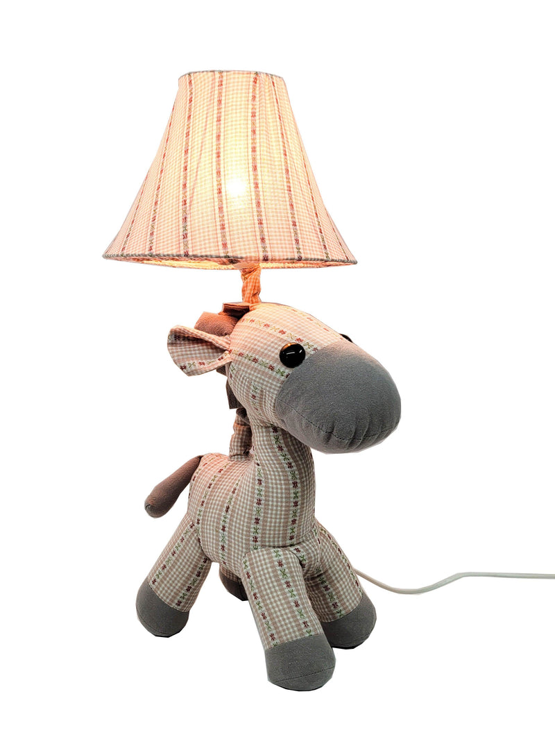 Giraffe Short Night Lamp Grey Pink Checks - Totdot