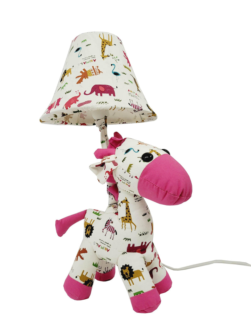 Giraffe Short Night Lamp Pink & White Print - Totdot