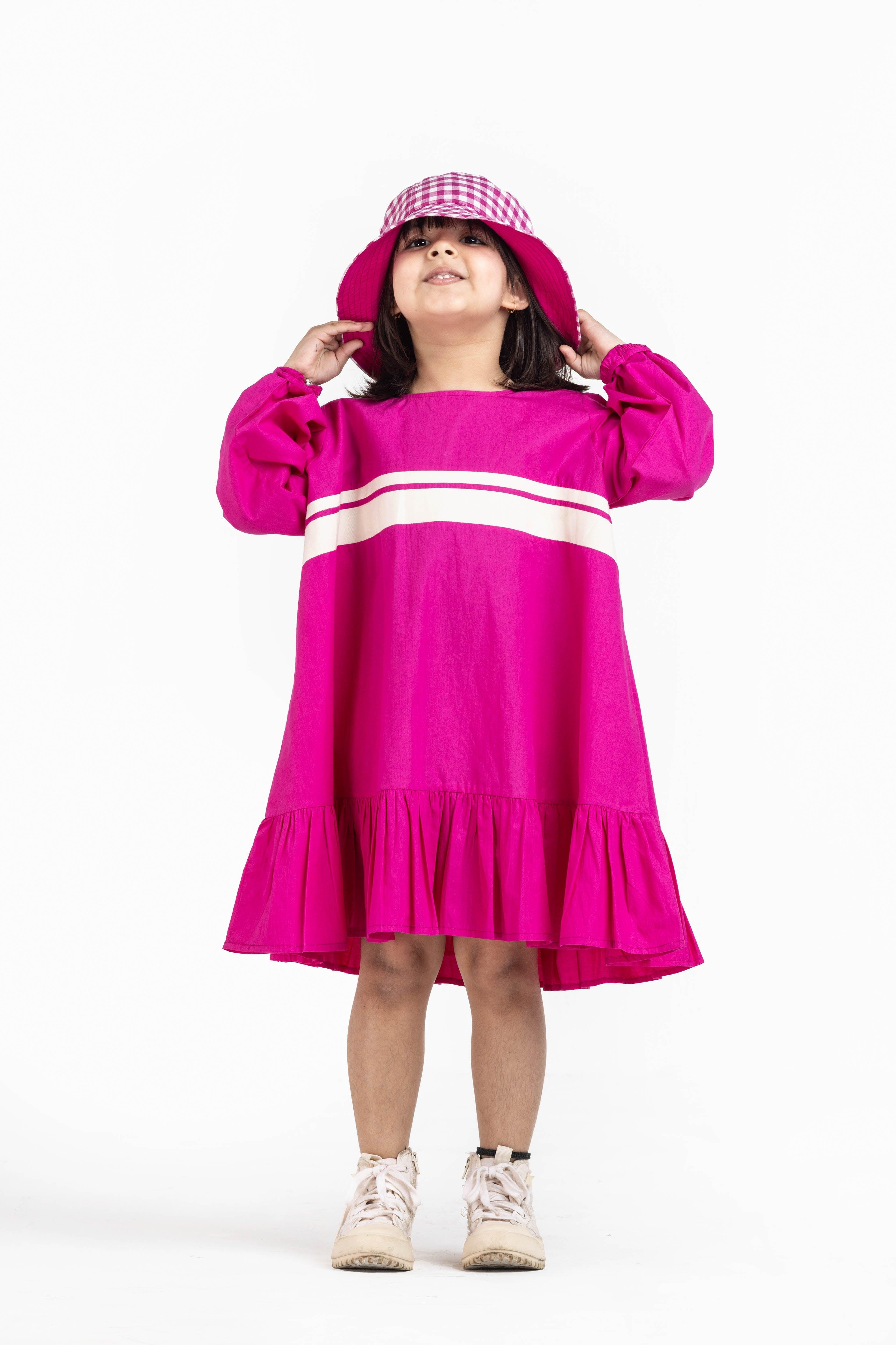 Hot Pink Frill Dress - Totdot