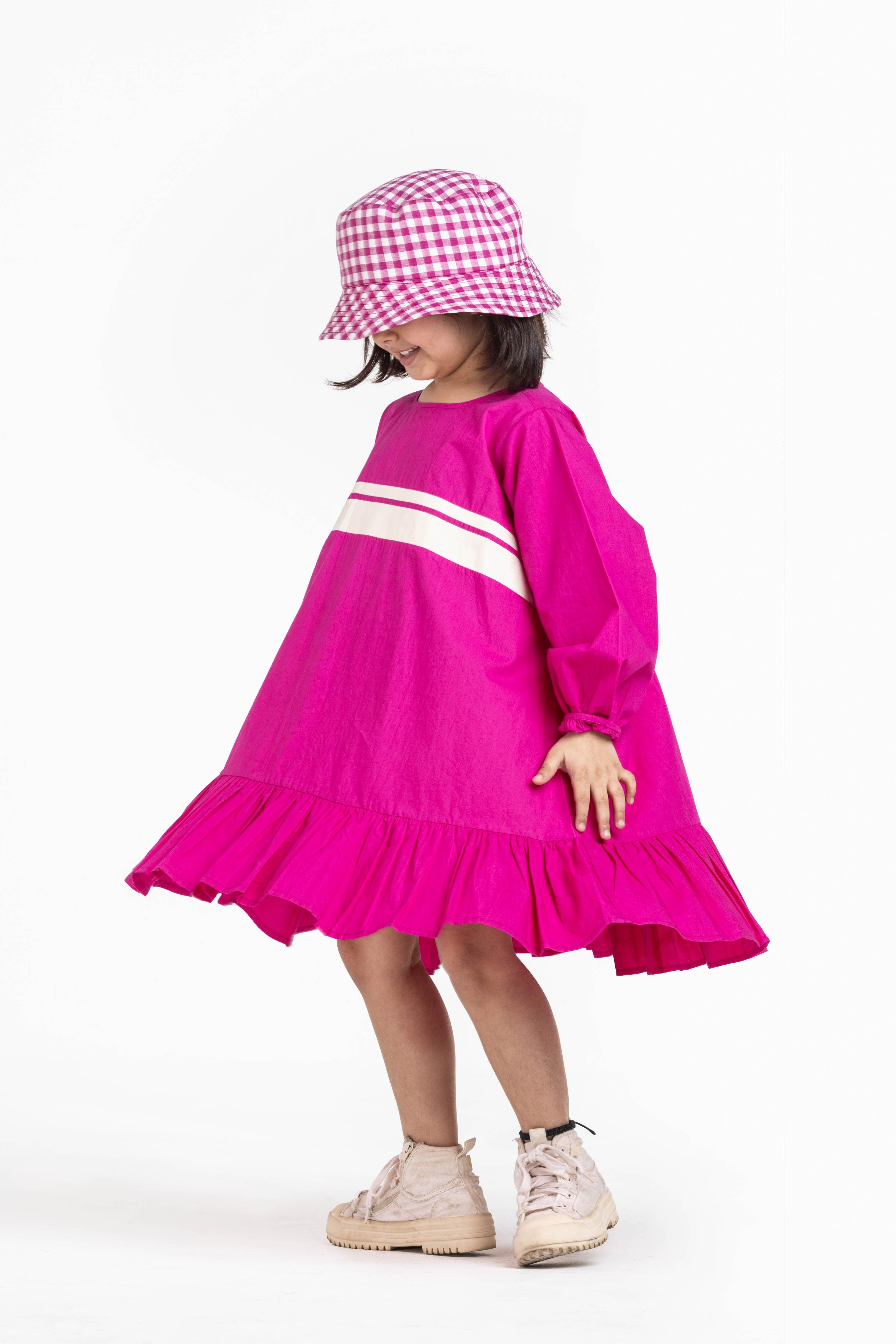 Hot Pink Frill Dress - Totdot