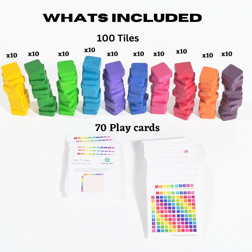 Hundred Board Activity Set of 100 Tiles and 70 Flash cards - Totdot