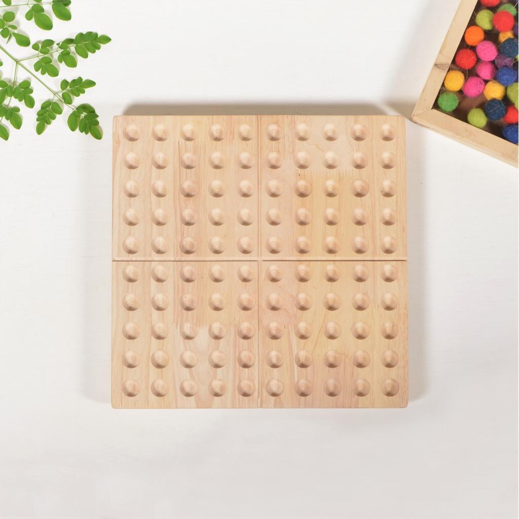 Hundred board with Wool Balls - hundred frame - 100 board - counting board - Montessori toy - math manipulative - Totdot