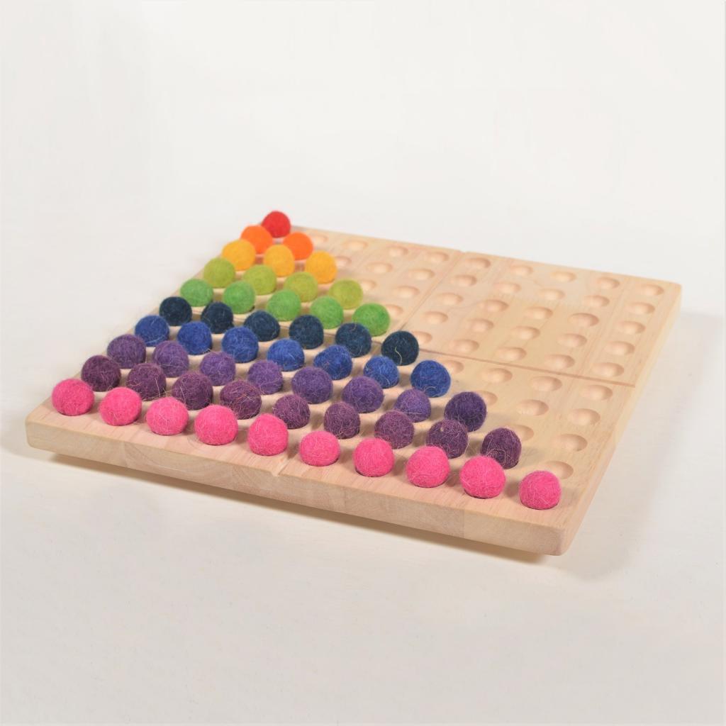 Hundred board with Wool Balls - hundred frame - 100 board - counting board - Montessori toy - math manipulative - Totdot