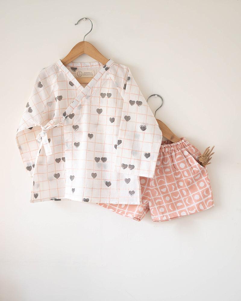 I want to be an envelope’ unisex kids set in hand block print - Totdot