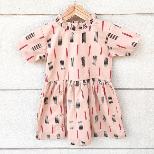 Ikeda Designs Ikat Print half Sleeves Dress - Pink - Totdot