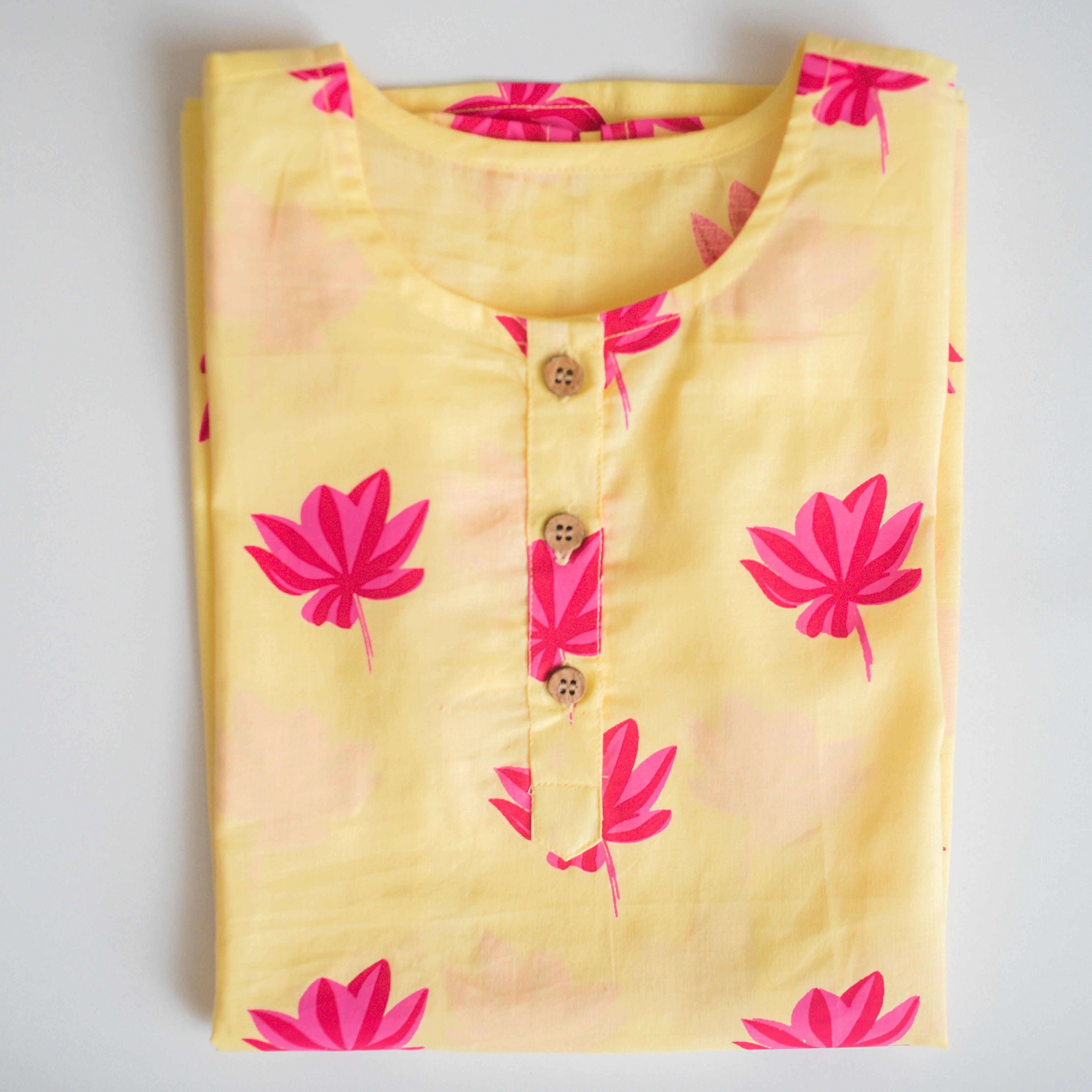 Lotus Bloom Girls Ethnic Wear-Yellow - Totdot