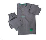 Loungewear - Hippity Hop Froggy - Flat Collar - Grey (Plain Bottom & Top with Embroidery) - Totdot