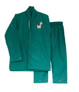 Loungewear- Lazy Lama - Shawl Collar - green (Plain Bottom & Top with Embroidery) - Totdot