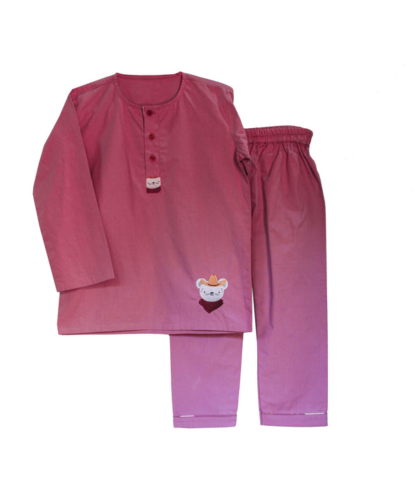 Loungewear - Mouse Mania - Round - Purple (Plain Bottom & Top with Embroidery) - Totdot