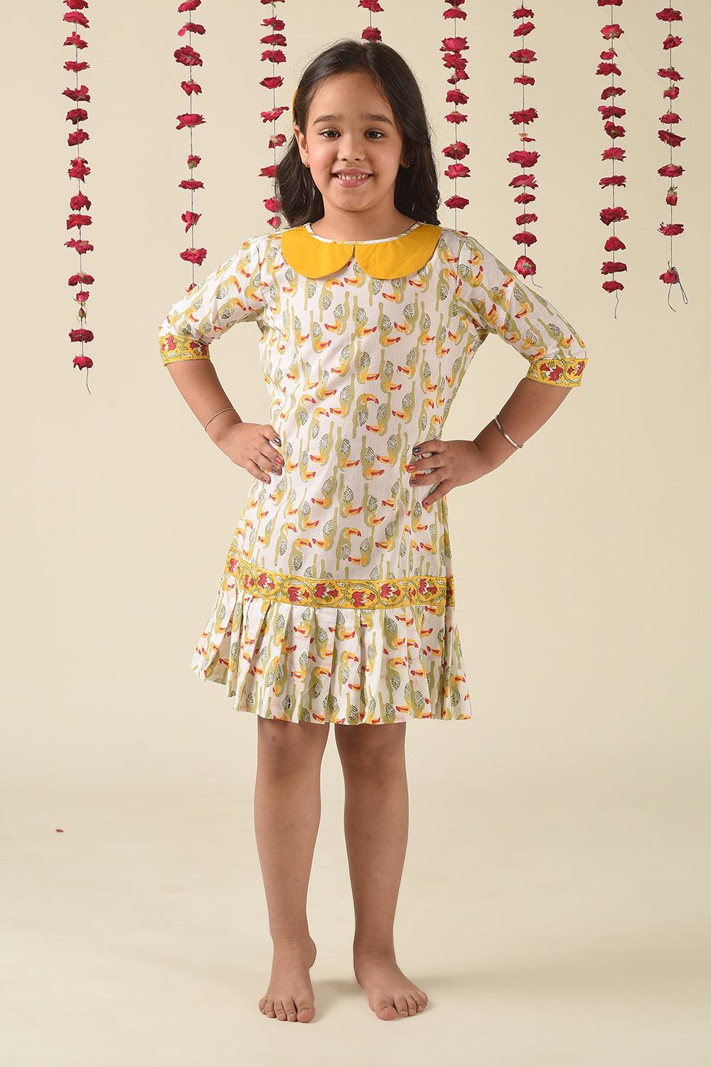 Macaw Pleated Dress - Totdot