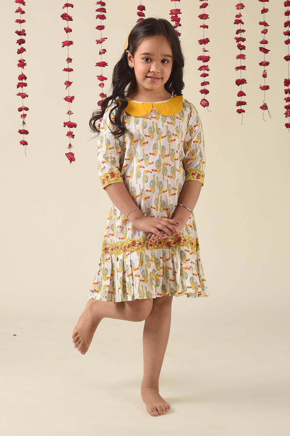 Macaw Pleated Dress - Totdot