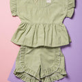Mint Ruffle Cotton Top and Short Set for Babies