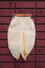 Nakul- Boys Hand-loomed Cotton Cream Dhoti Pants with Gold border - Totdot