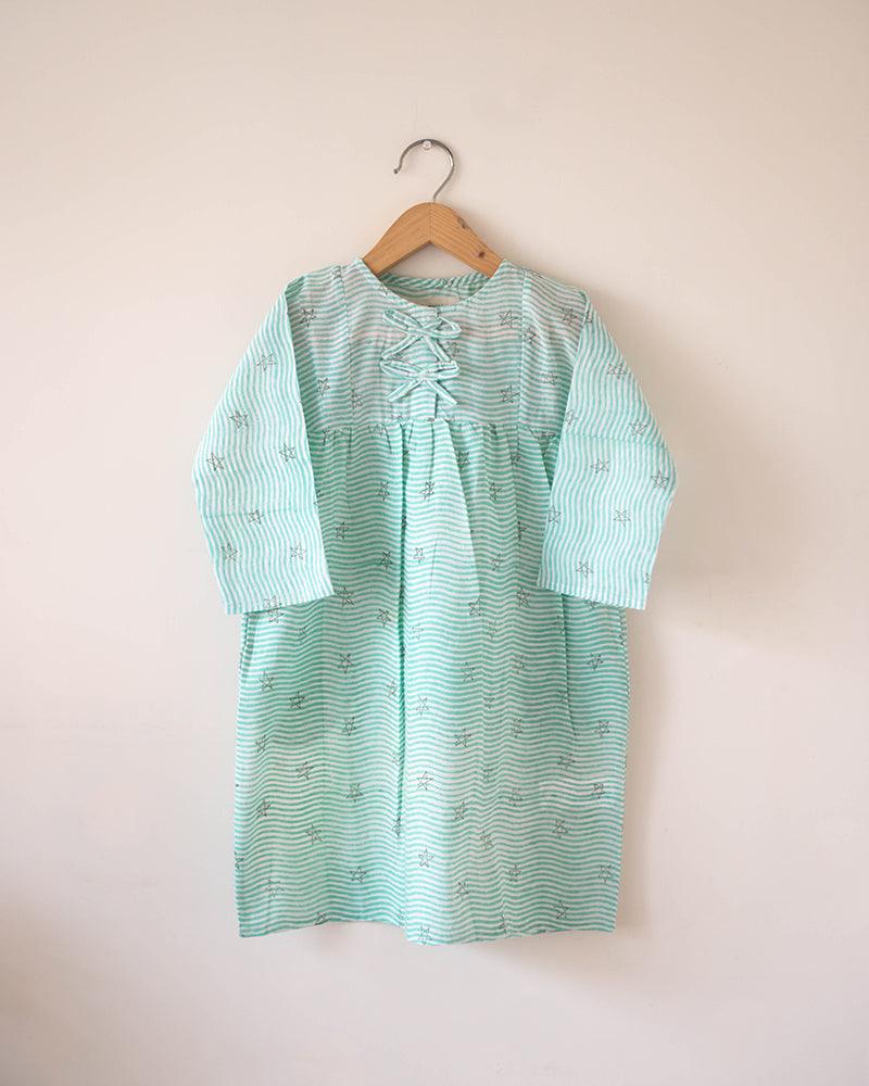 Nightgown in party in the sea hand block print - Totdot