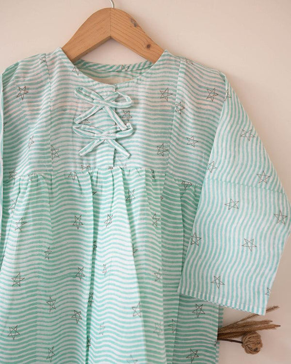 Nightgown in party in the sea hand block print - Totdot