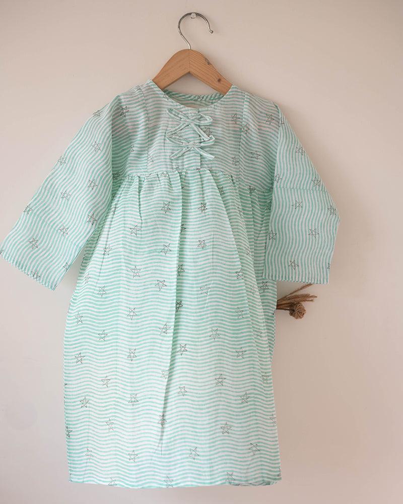 Nightgown in party in the sea hand block print - Totdot