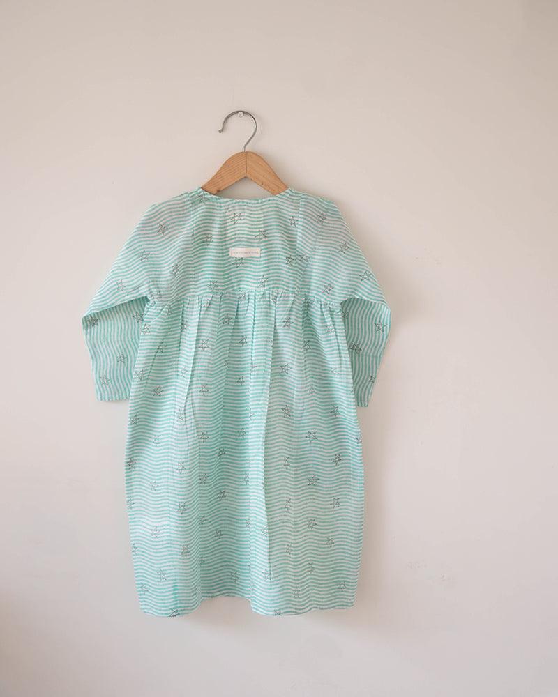 Nightgown in party in the sea hand block print - Totdot