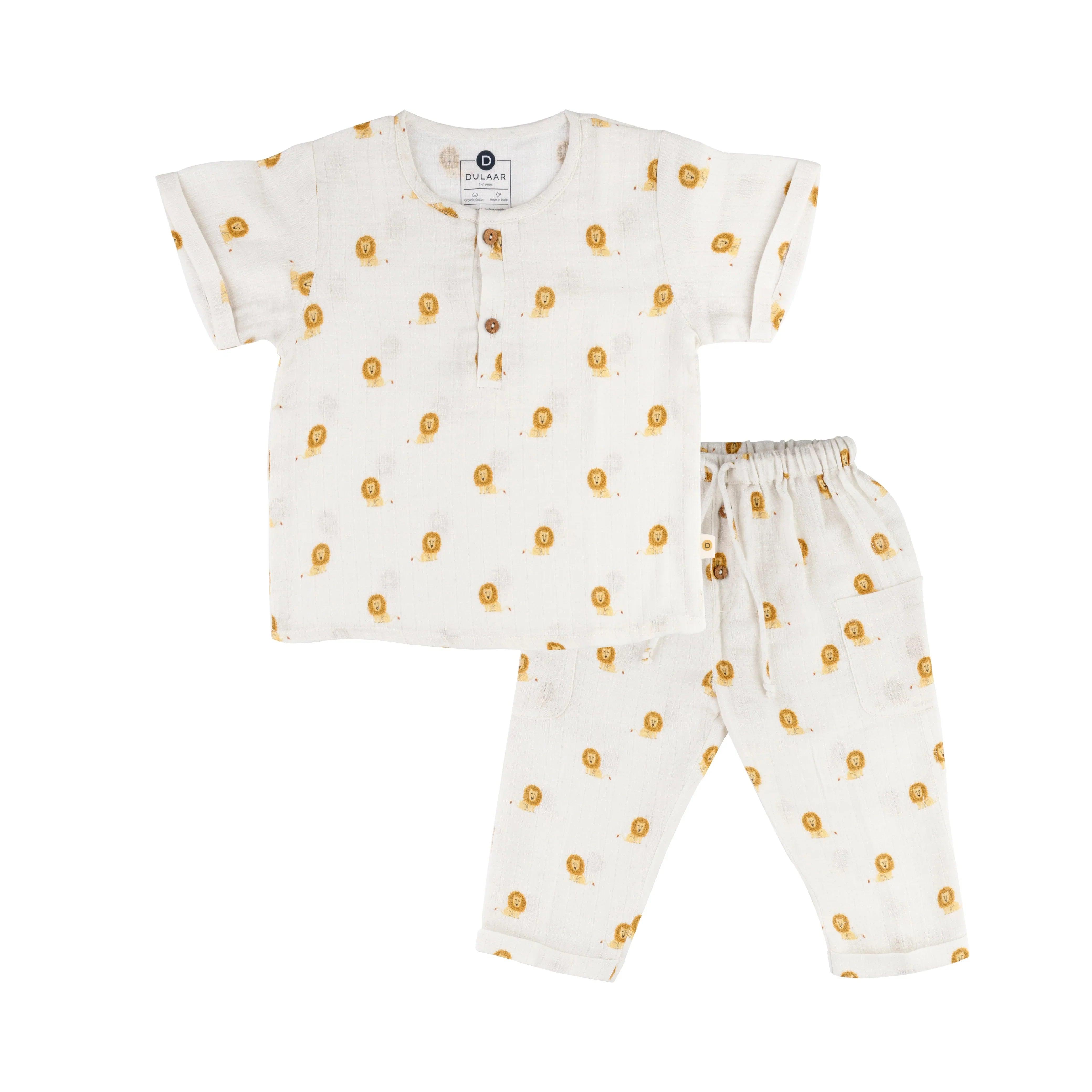 Organic Muslin Joggers Set | Just Lion Around - Totdot