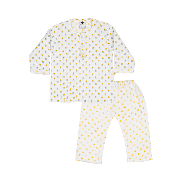 Organic Muslin Kurta Pyjama Set | Hand-Block Printed - Flowers From Sanganer - Totdot