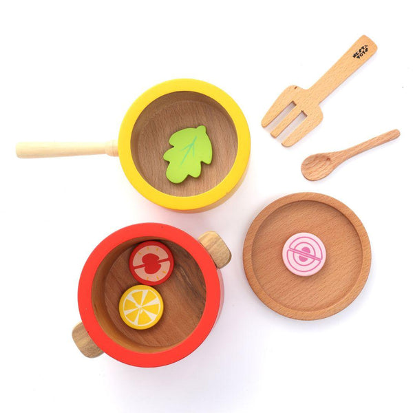 Our Beech Wood Kitchen Play Set - 9-Piece Cooking Set for Kids - Totdot