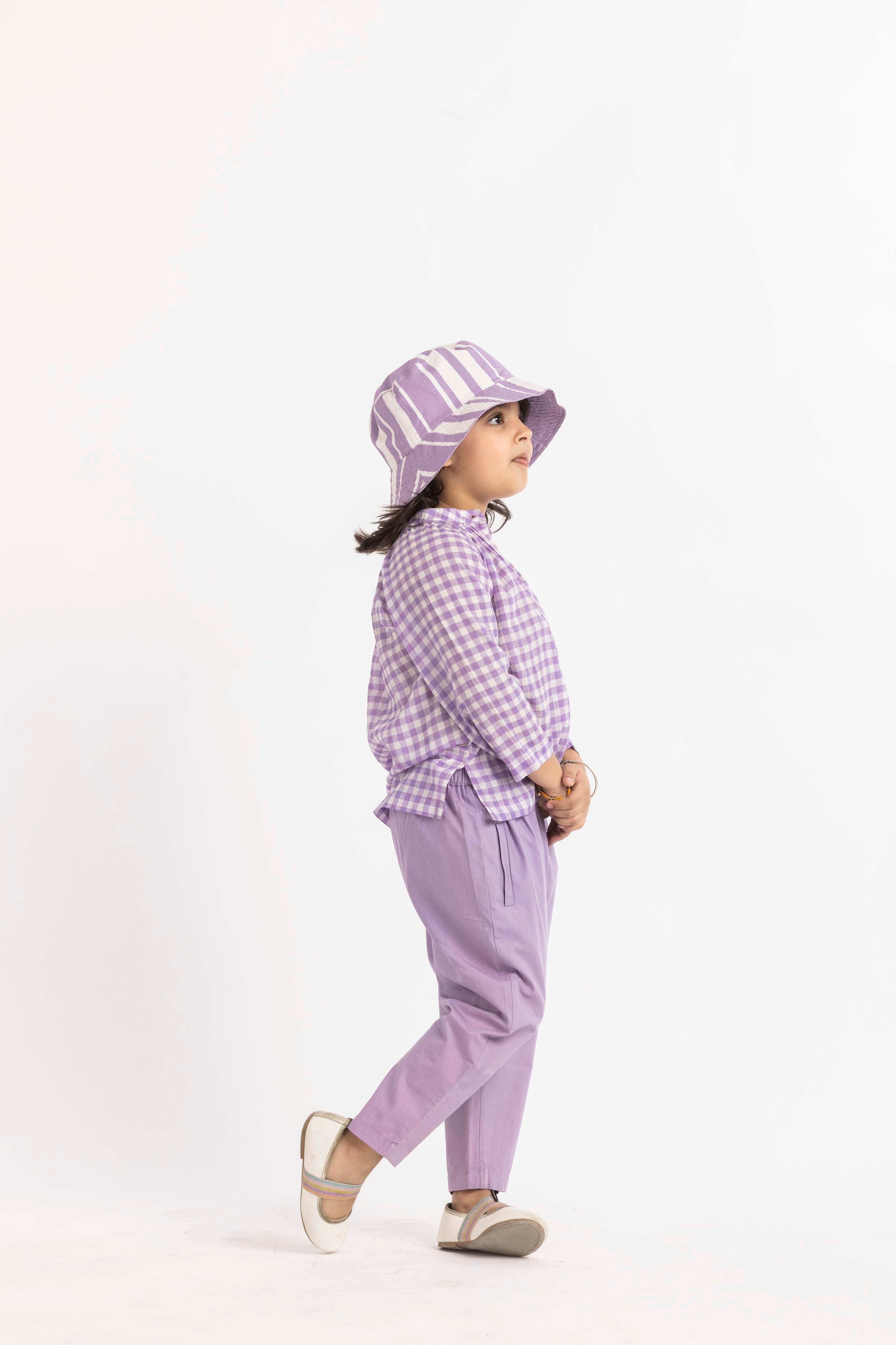 Peasant Top Co-ord Lavender Check - Totdot