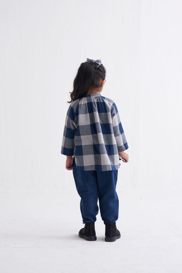 Peasant Top Co-Ord - Navy Checks - Totdot