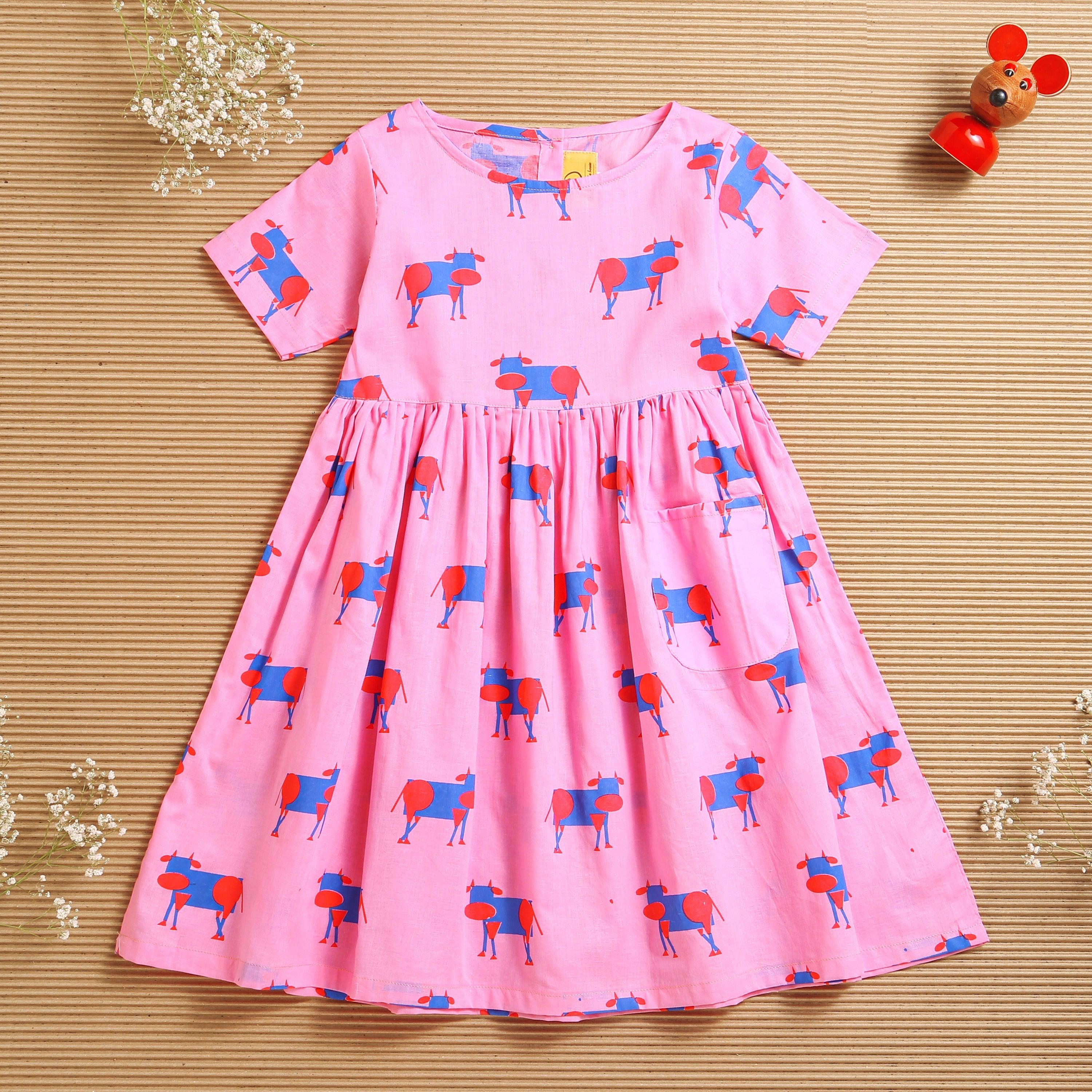 Pink Square Frock - Totdot