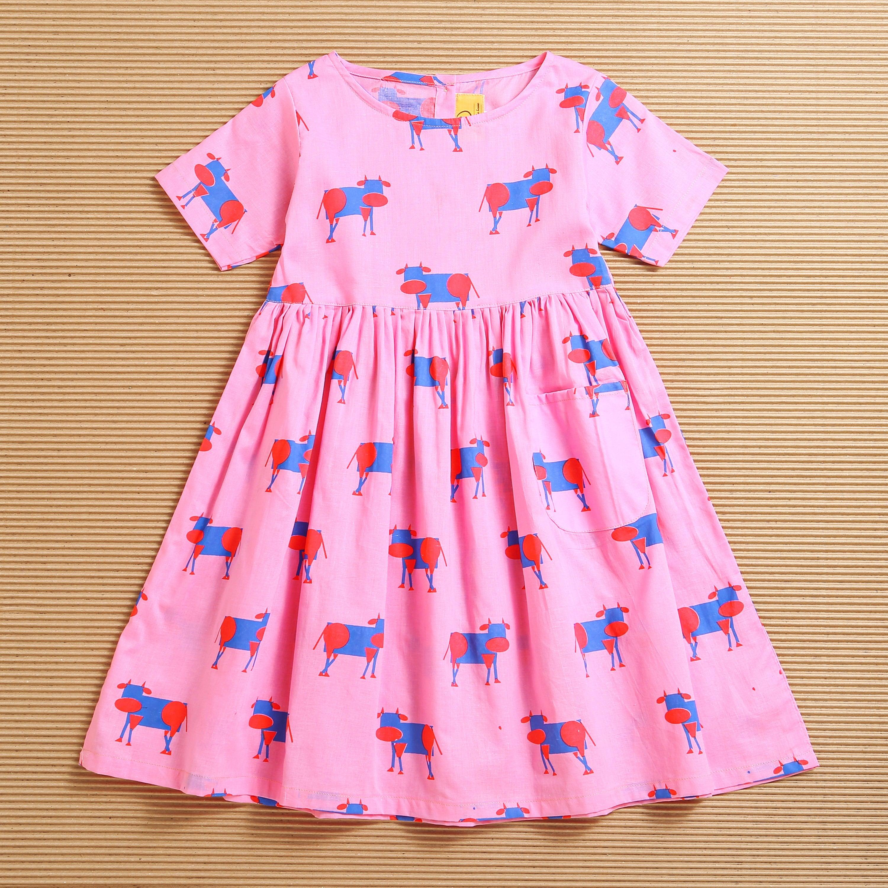 Pink Square Frock - Totdot