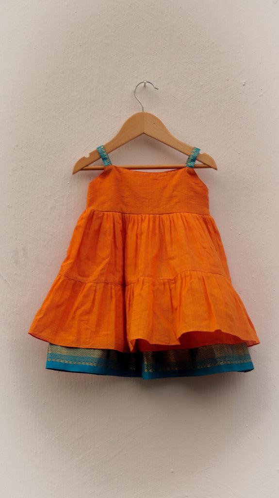 Rachana Orange Kanchipuram Dress - Totdot