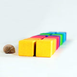Rainbow Wooden Cube Building Blocks - 36 Squares - Totdot