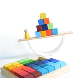 Rainbow Wooden Cube Building Blocks - 36 Squares - Totdot