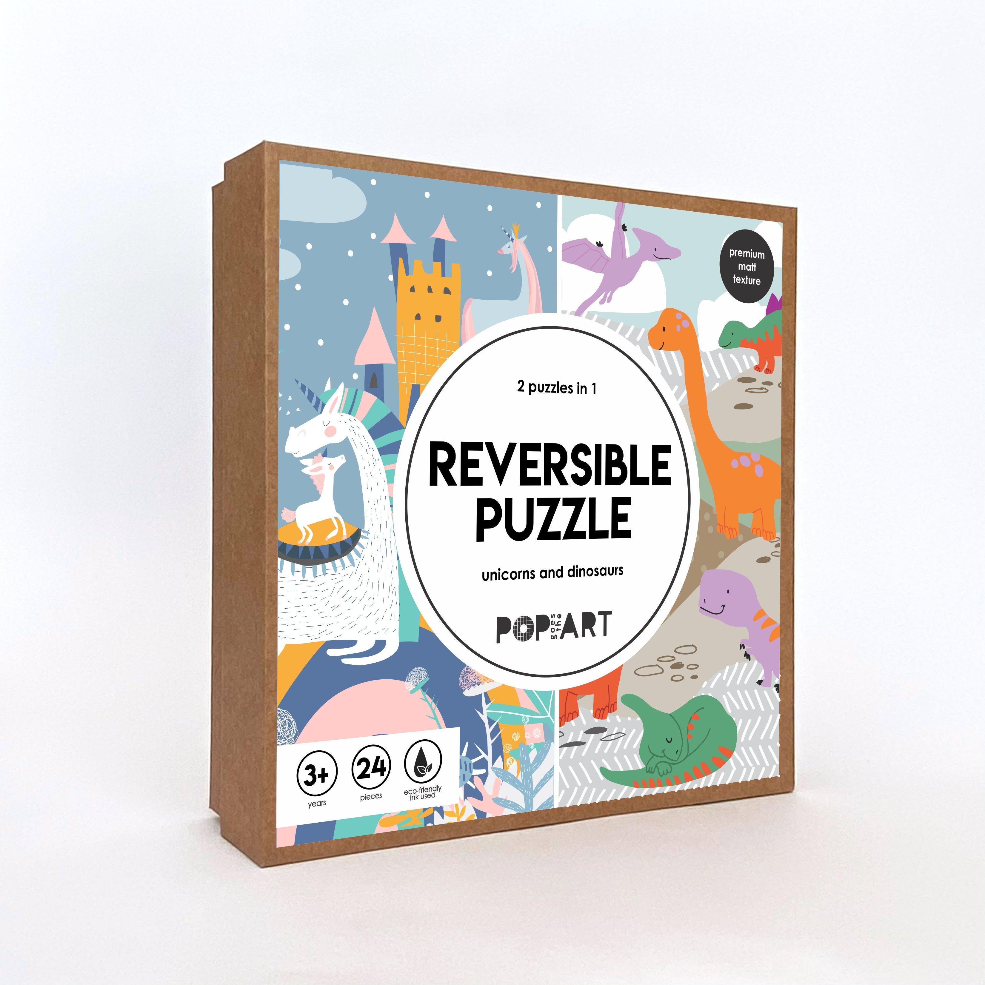 Reversible Puzzle Unicorns and Dinosaurs - Totdot