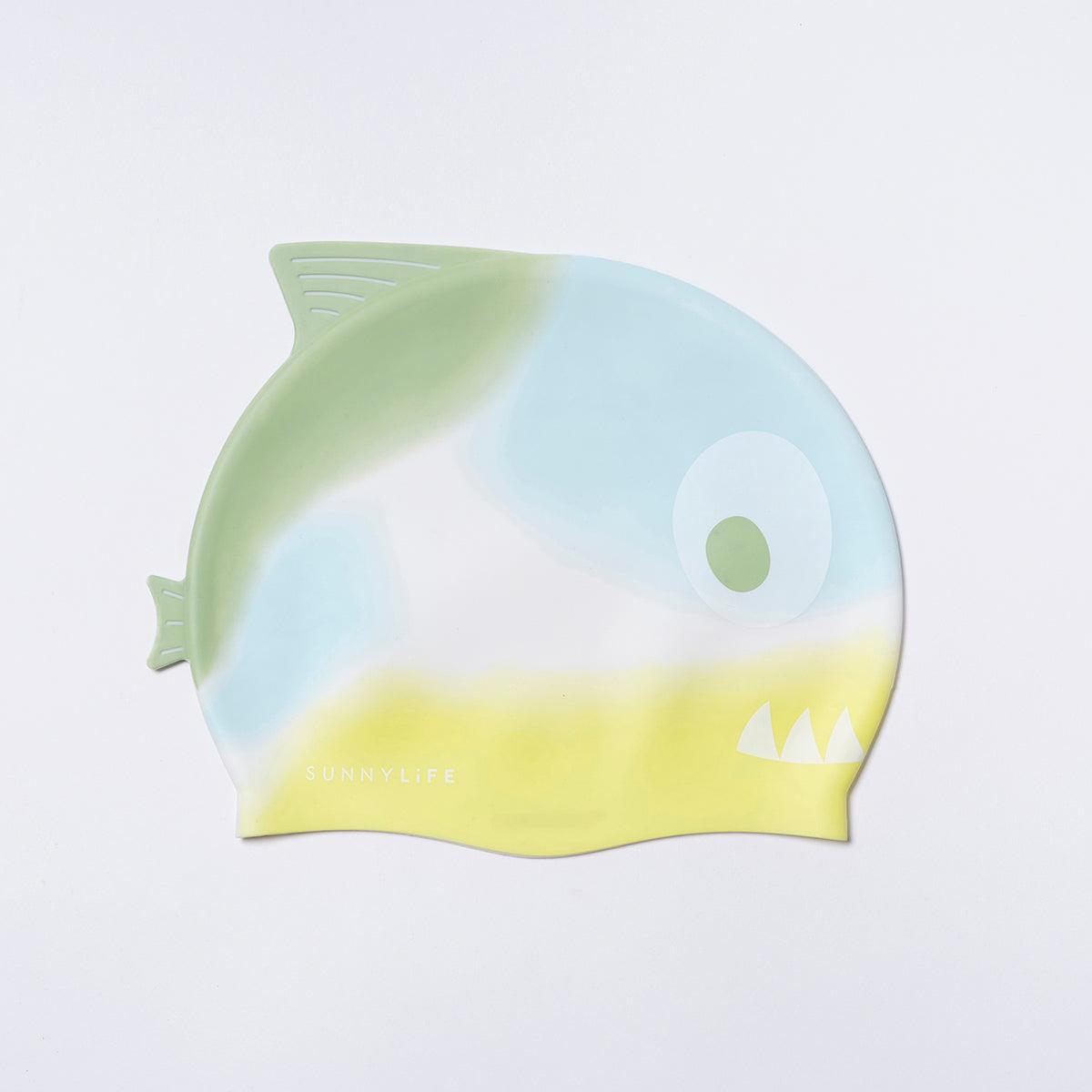 Shaped Swimming Cap Shark Tribe Khaki Ombre - Totdot