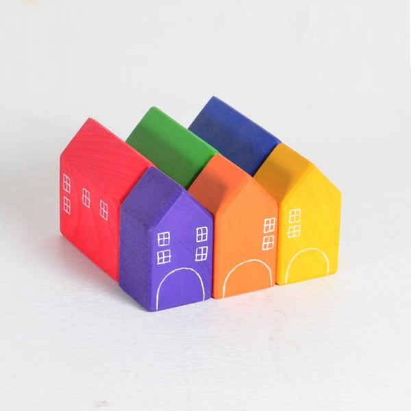 Small Wooden Houses Set of 6 - Totdot