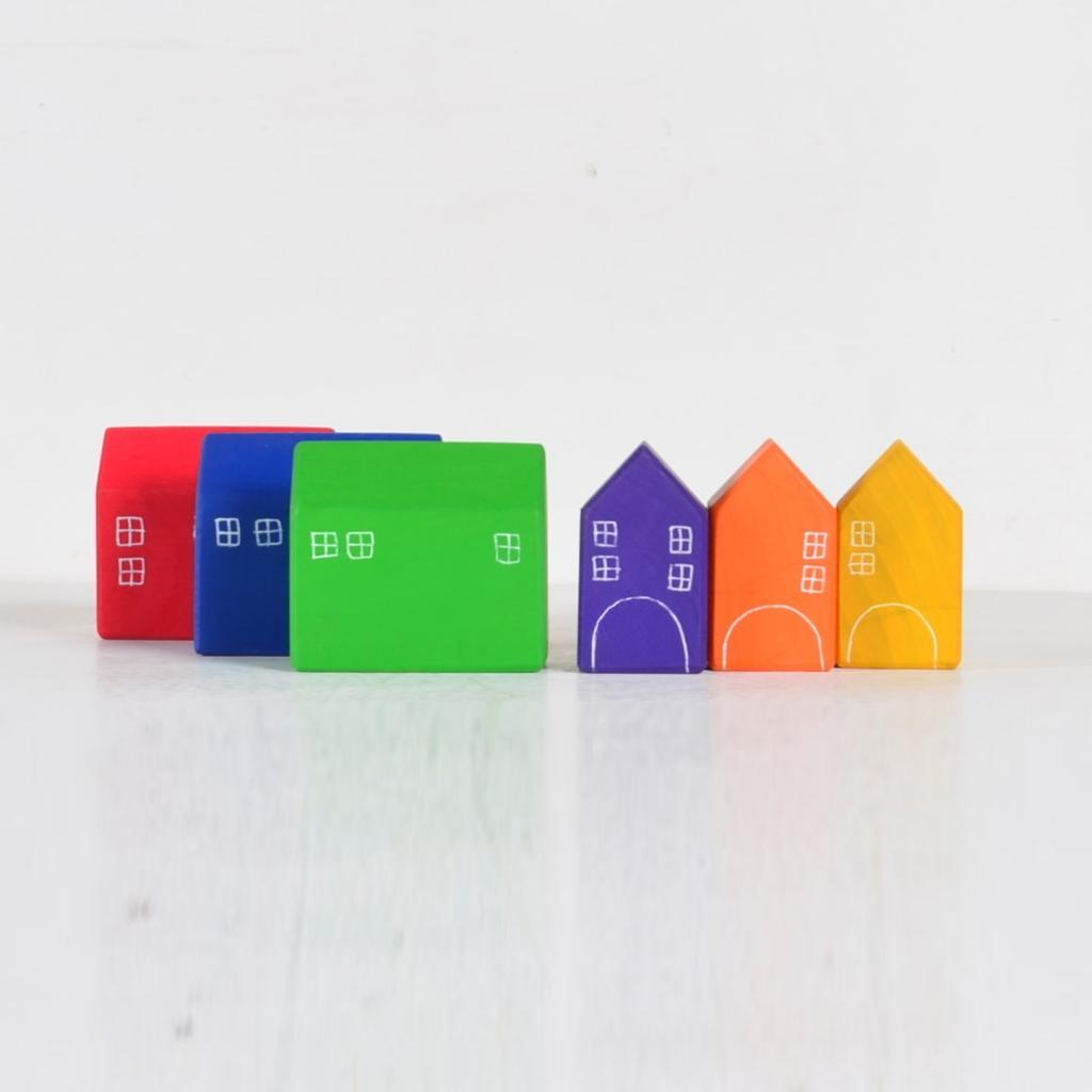 Small Wooden Houses Set of 6 - Totdot