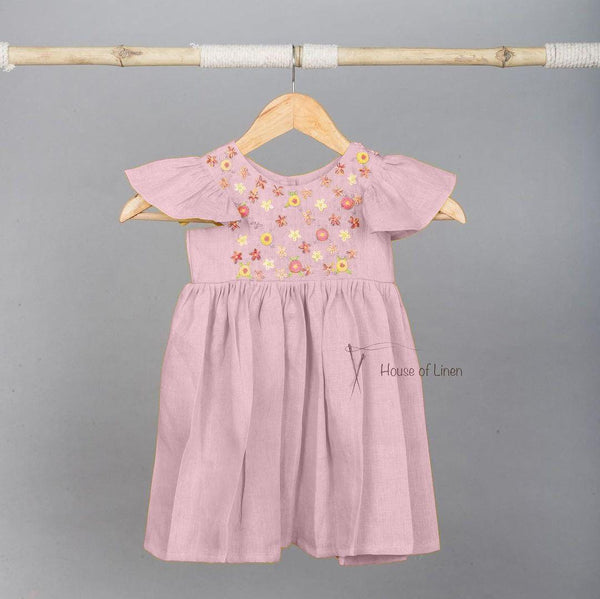 Spring Floral Embriodery Frock Baby Pink colour - Totdot