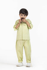 Pale Lime Stripe Collar Shirt Co-Ord