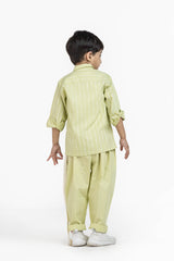 Pale Lime Stripe Collar Shirt Co-Ord