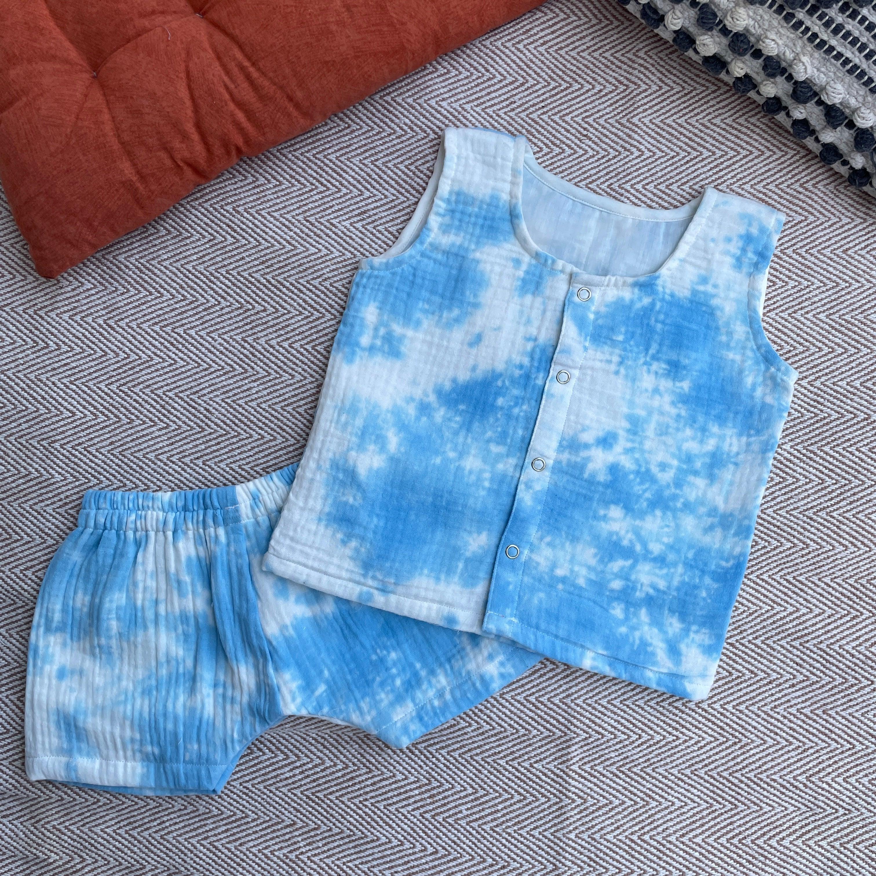 Tie Dye Jhabla Set(Blue) - Totdot