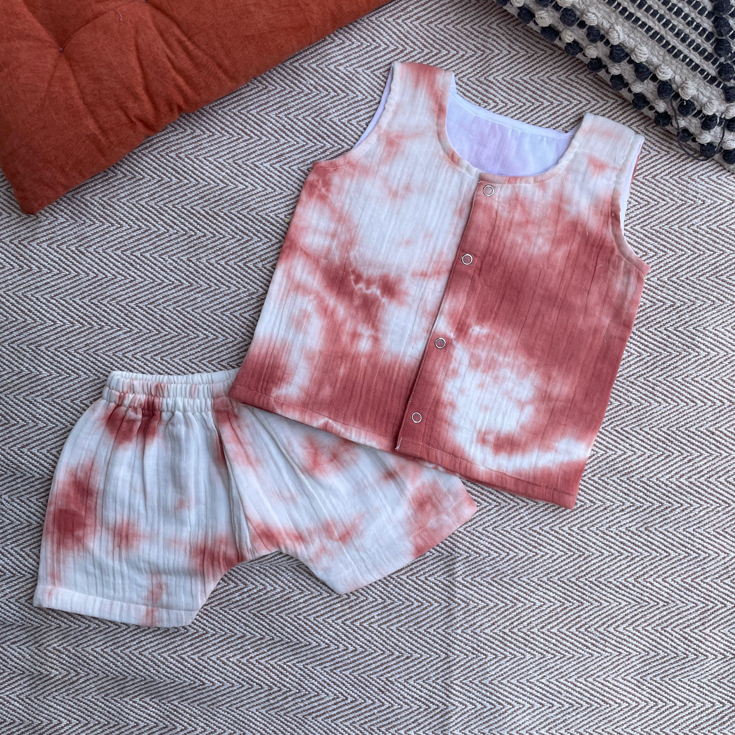 Tie-Dye Jhabla Set (Rust) - Totdot