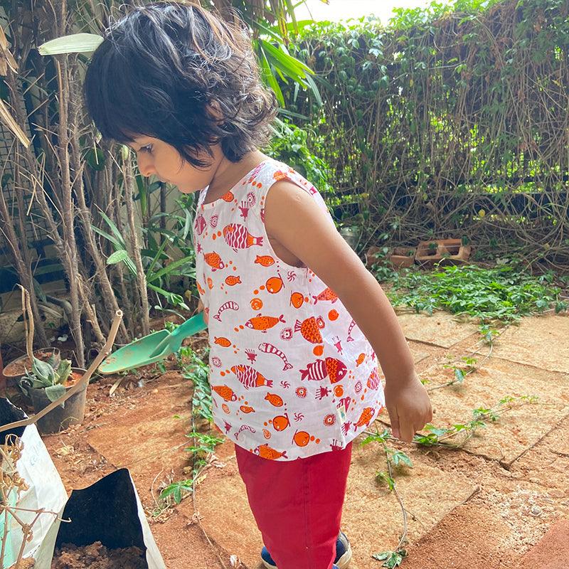 UNISEX ORGANIC KOI RED JHABLA WITH RED PANTS - Totdot