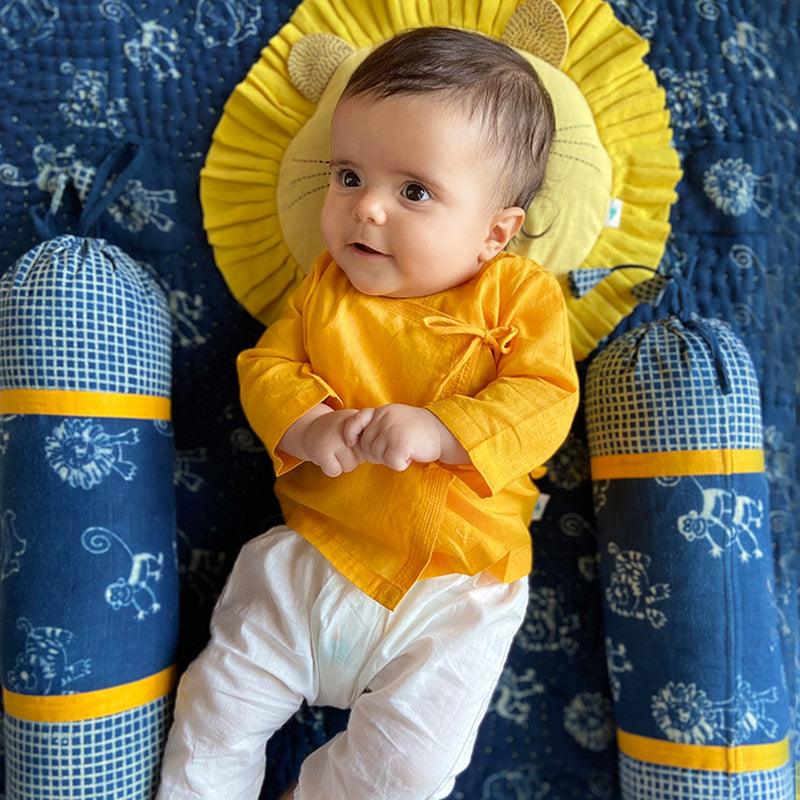 UNISEX ORGANIC YELLOW ANGRAKHA + WHITE PANTS - Totdot