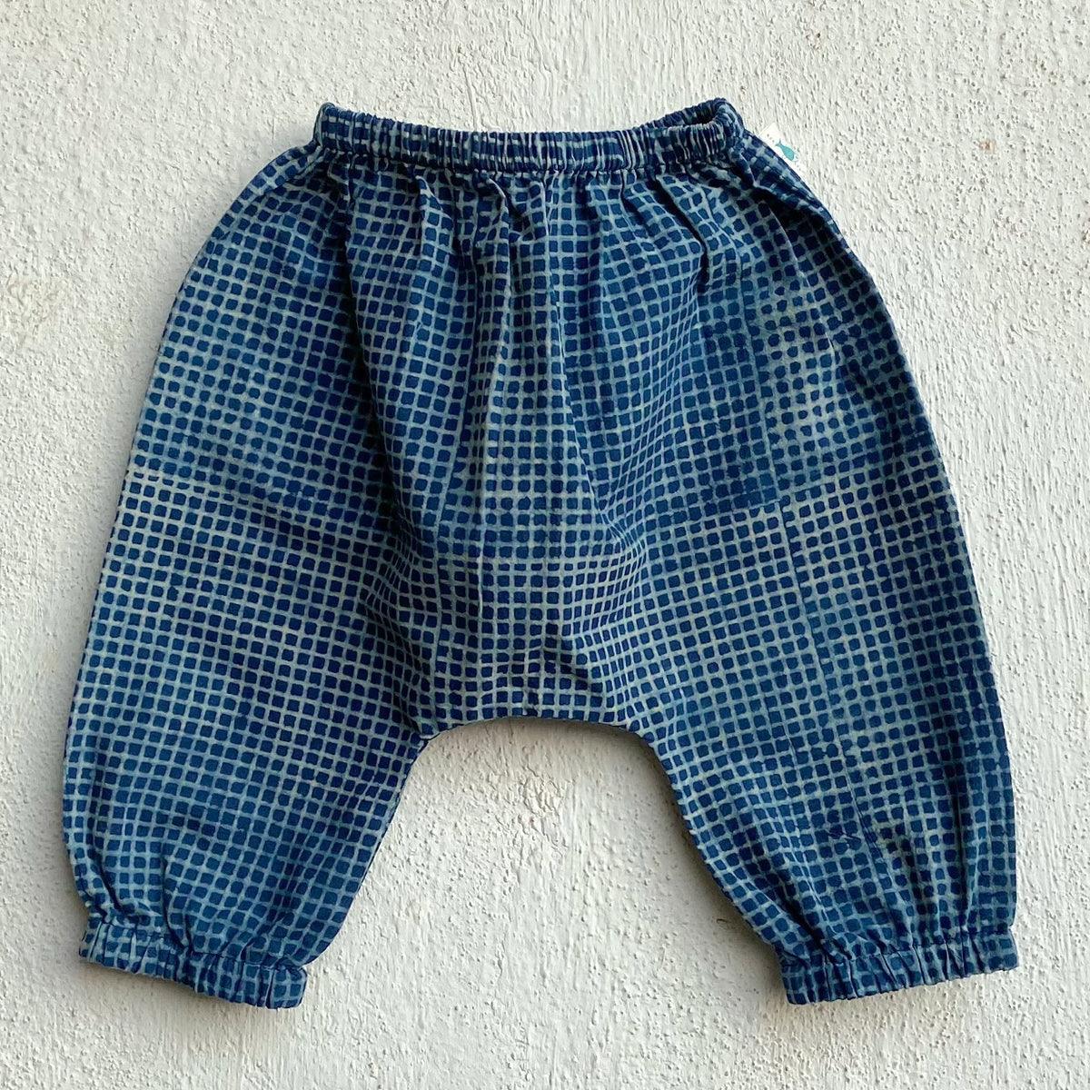 UNISEX ORGANIC ZOO INDIGO RAIDANA JHABLA WITH INDIGO CHECK PANTS - Totdot